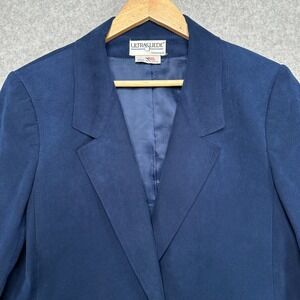 VTG ULTRA SUEDE Navy Blue Blazer Women's Classic Single Button Jacket Size Large